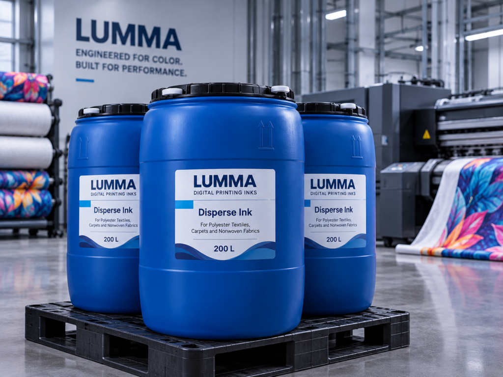 LUMMA 200-liter disperse ink drums for direct printing on polyester textiles, carpets and nonwoven fabrics